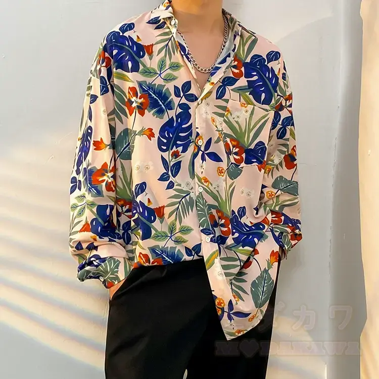 Herren-Langarmhemd mit Vintage-Print und Knopfleiste - Mehrfarbig S - 3XL - image 20