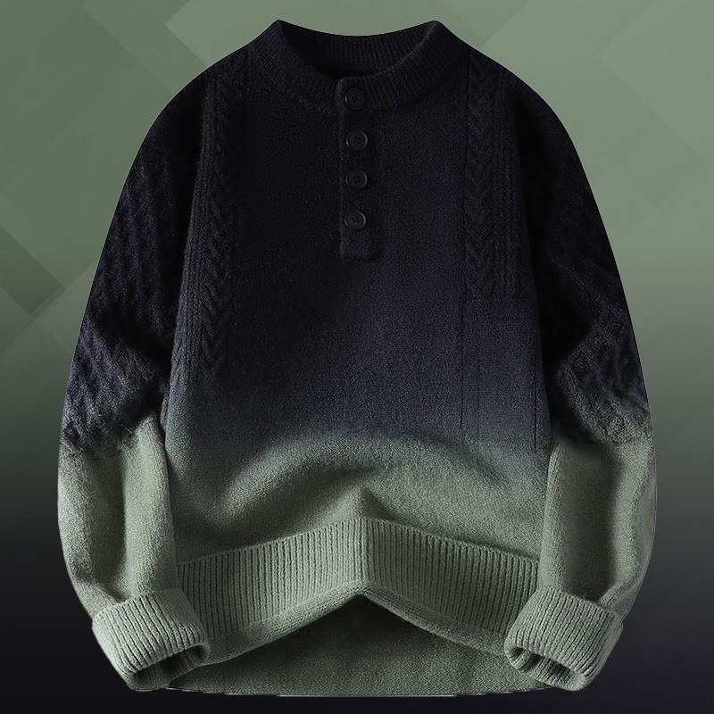 Zweiteiler: Farbverlauf-Zopfstrickpullover und Jeans - Green Sweater - 3XL - image 11