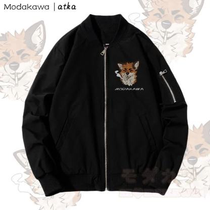 MODAKAWA X atka Fox Smoking Graphic Zip Up Outerwear Jacket - Verdickt - Schwarz - 4XL - image 4