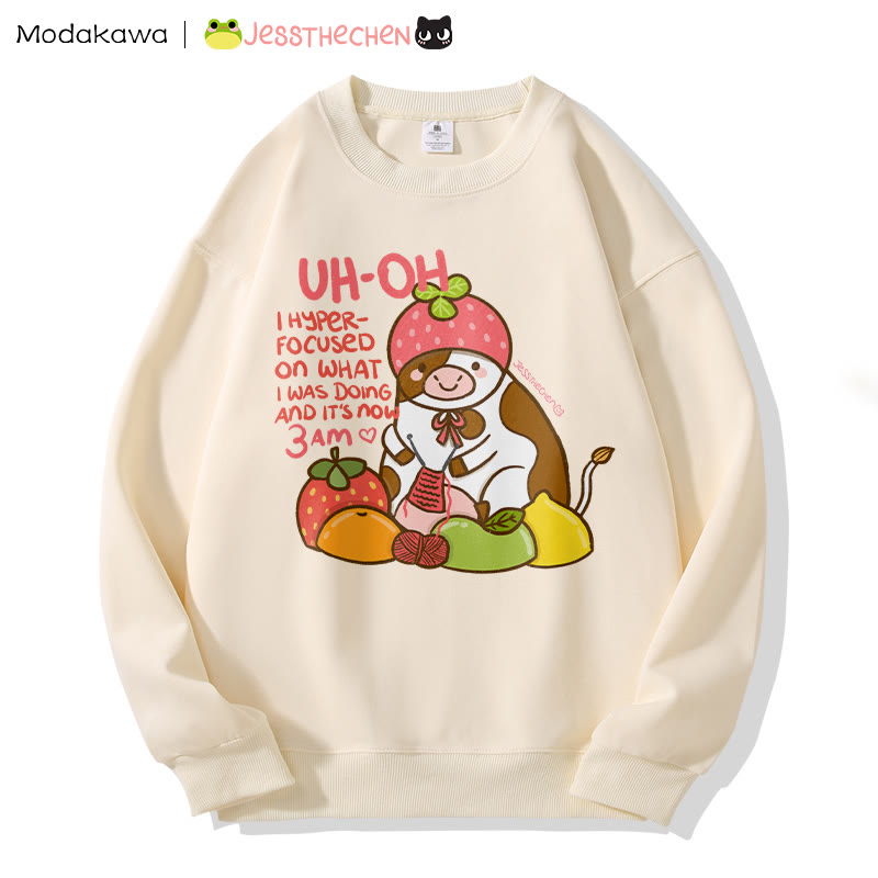 MODAKAWA X jessthechen Fruit Cow Graphic Sweatshirt - Apricot - 5XL - image 4