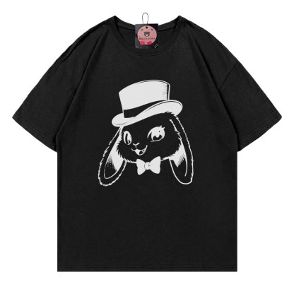 IMODAKAWA T-Shirt mit elegantem Hasenmuster - Black - 5XL - image 4