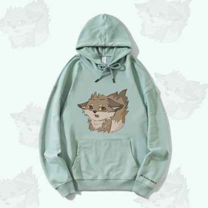 MODAKAWA Gray Fox Graphic Streetwear Pullover Hoodie - Green - 5XL - image 3