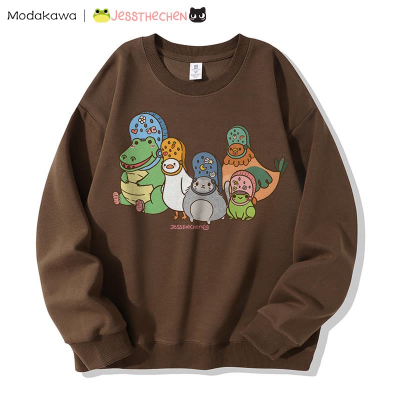 MODAKAWA X jessthechen Animal Friends Grafik-Sweatshirt - Brown - 5XL - image 3