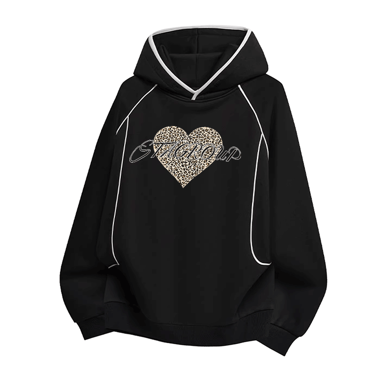 Modakawa Oversize-Pullover-Hoodie mit Leopardenherz-Grafik und Raglanärmeln - Black - 3XL - image 2