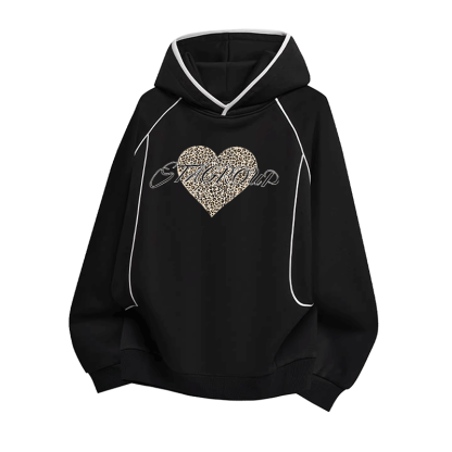 Modakawa Oversize-Pullover-Hoodie mit Leopardenherz-Grafik und Raglanärmeln - Black - 3XL - image 2