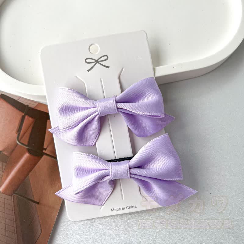 Süßes Paar Haaraccessoires mit Schleifen in einfarbigen Farben - Lila - image 5