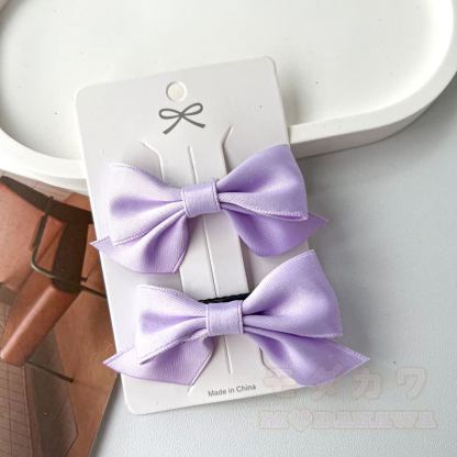 Süßes Paar Haaraccessoires mit Schleifen in einfarbigen Farben - Lila - image 5