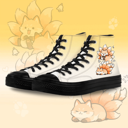 MODAKAWA Gradient Nine-tailed Fox Graphic High Top Canvas Schuhe - Black B - 45 - image 4