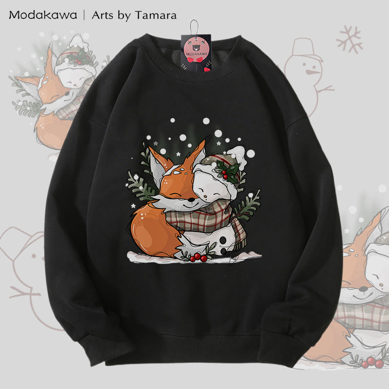 MODAKAWA X Arts by Tamara Fox Weihnachtsmotiv mit Schneemann-Motiv, Unisex-Sweatshirt - Black - 5XL - image 4