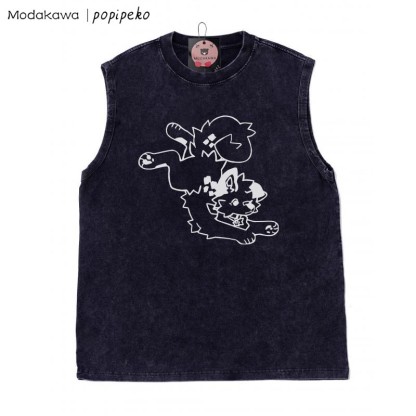 Verspieltes Unisex-T-Shirt mit verwaschenem Vintage-Print und Welpen-Grafik - Schwarz - 2XL - image 4