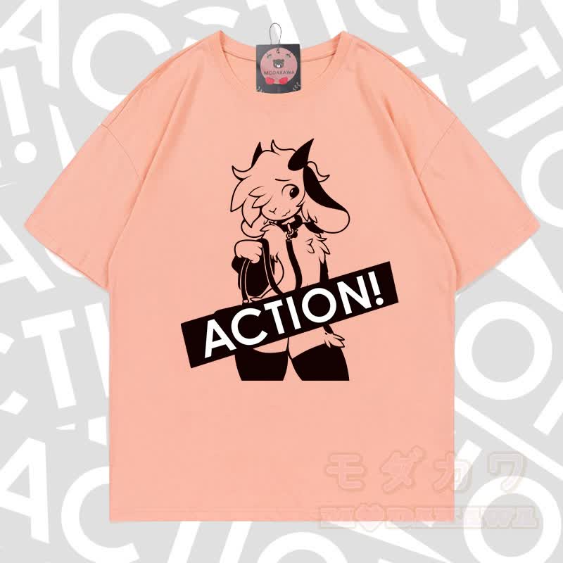 MODAKAWA X zarckets ACTION Goat Graphic 100% Baumwoll-T-Shirt - Pfirsich - 5XL - image 13