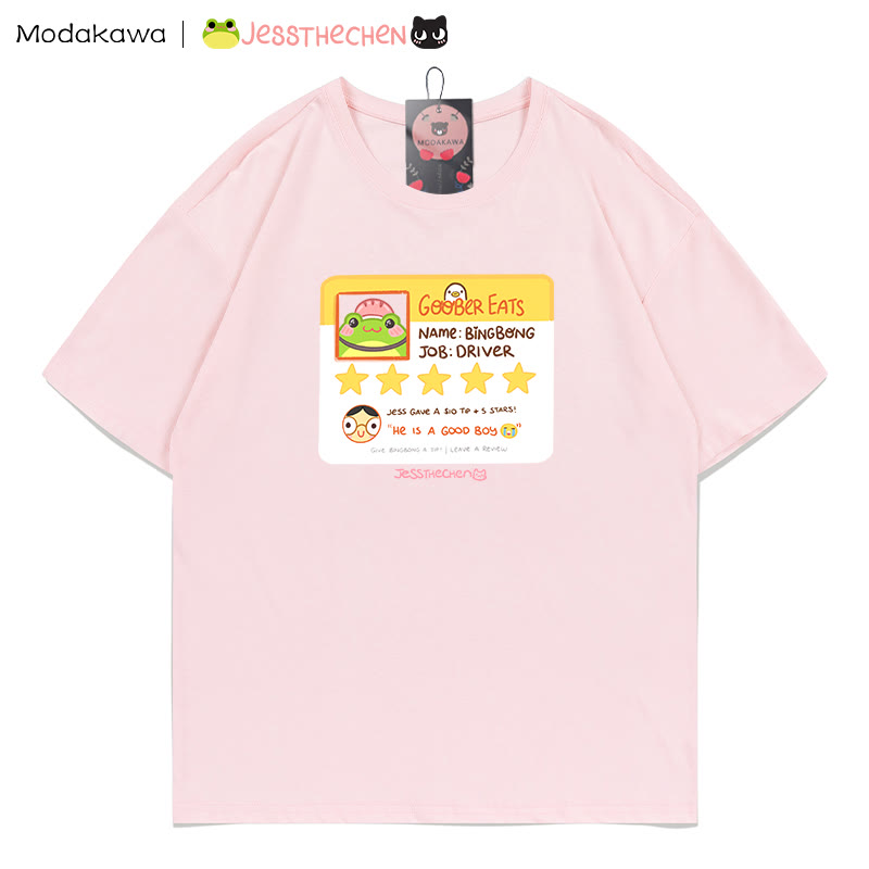 MODAKAWA X jessthechen GOOBER EATS Review Card Graphic T-shirt - Pink - 5XL - image 3