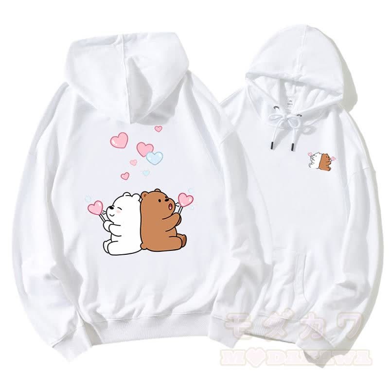 Bären blasen Herzblasen Grafik Paar passende Hoodie - Weiß - 5XL - image 6