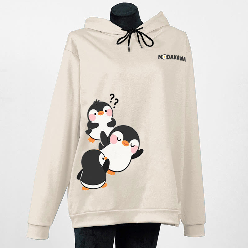 Modakawa-Hoodie mit Pinguin-Buchstabenprint - Apricot - 6XL - image 4