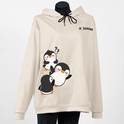 Modakawa-Hoodie mit Pinguin-Buchstabenprint - Apricot - 6XL - image 4