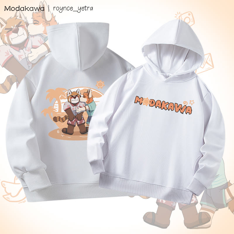 MODAKAWA X roynce_yetra Anderson Kisses Felipe Grafik-Baumwollhoodie mit Seitentaschen - White B - 4XL - image 4