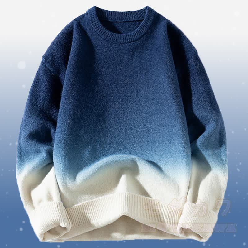 Zweiteiler: Strickpullover mit Farbverlauf und Cordhose - Blauer Pullover - 3XL - image 11