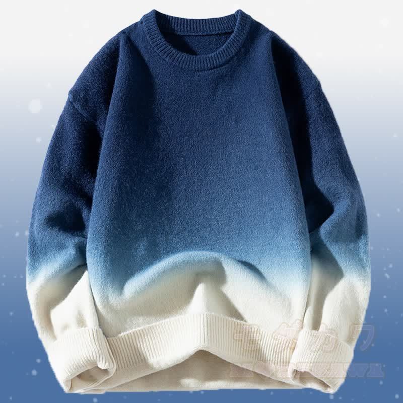 Zweiteiler: Strickpullover mit Farbverlauf und Cordhose - Blauer Pullover - 3XL - image 11