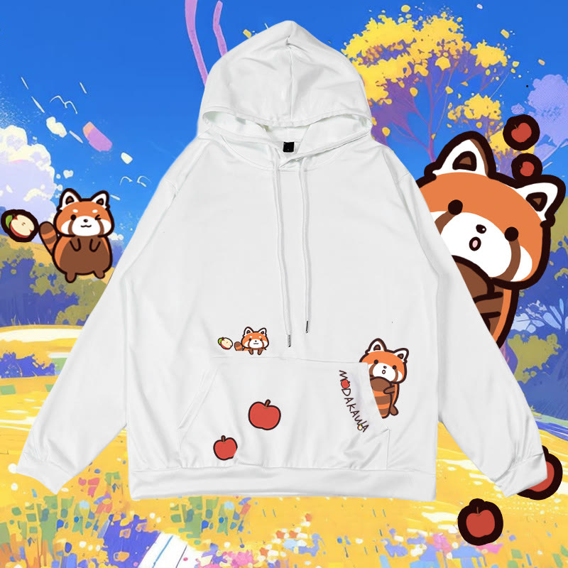 Modakawa Hoodie mit Farbverlauf und rotem Panda-Buchstabenprint, locker geschnitten - image 6