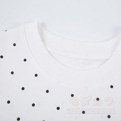 Hochwertiges, strapazierfähiges Set aus zweiteiligem Set: T-Shirt mit Polka-Dot-Stickerei und weit geschnittener Hose. - image 9