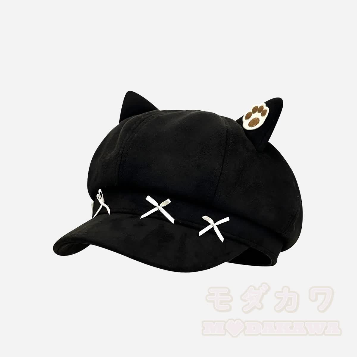 Schwarze Katzenohren-Gothic- Y2K -Baskenmütze - D - M(56-58cm) - image 5
