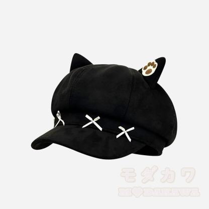 Schwarze Katzenohren-Gothic- Y2K -Baskenmütze - D - M(56-58cm) - image 5