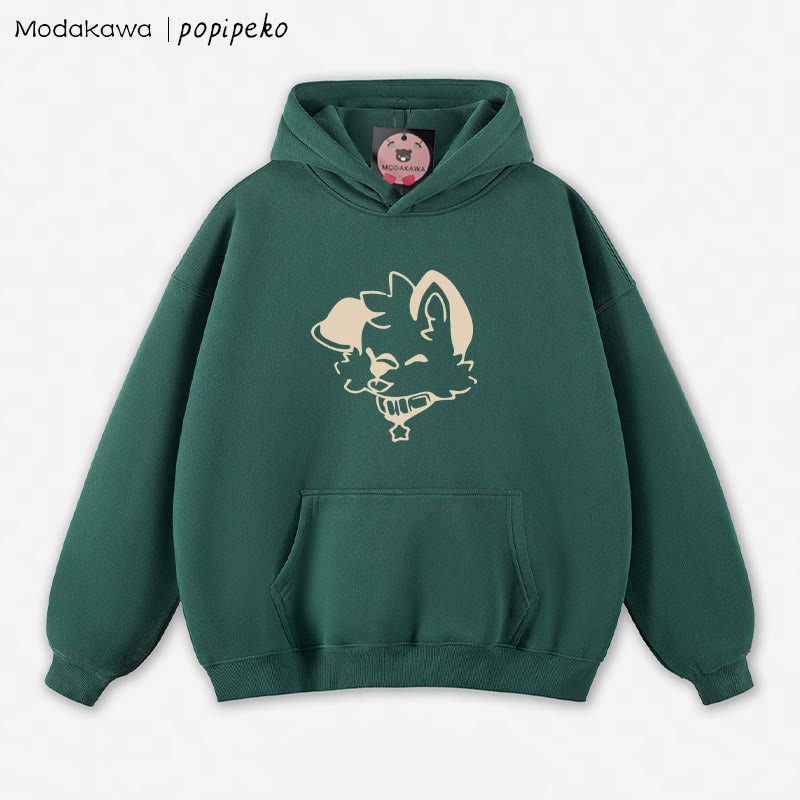 MODAKAWA X popipeko Lockerer Hoodie mit Welpen-Print - Green - 5XL - image 5