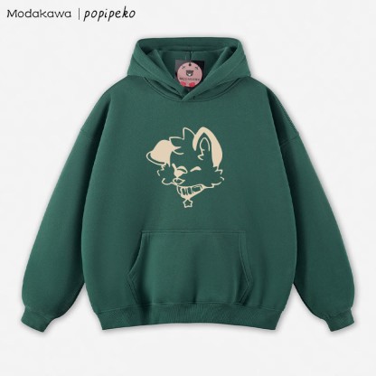 MODAKAWA X popipeko Lockerer Hoodie mit Welpen-Print - Green - 5XL - image 5
