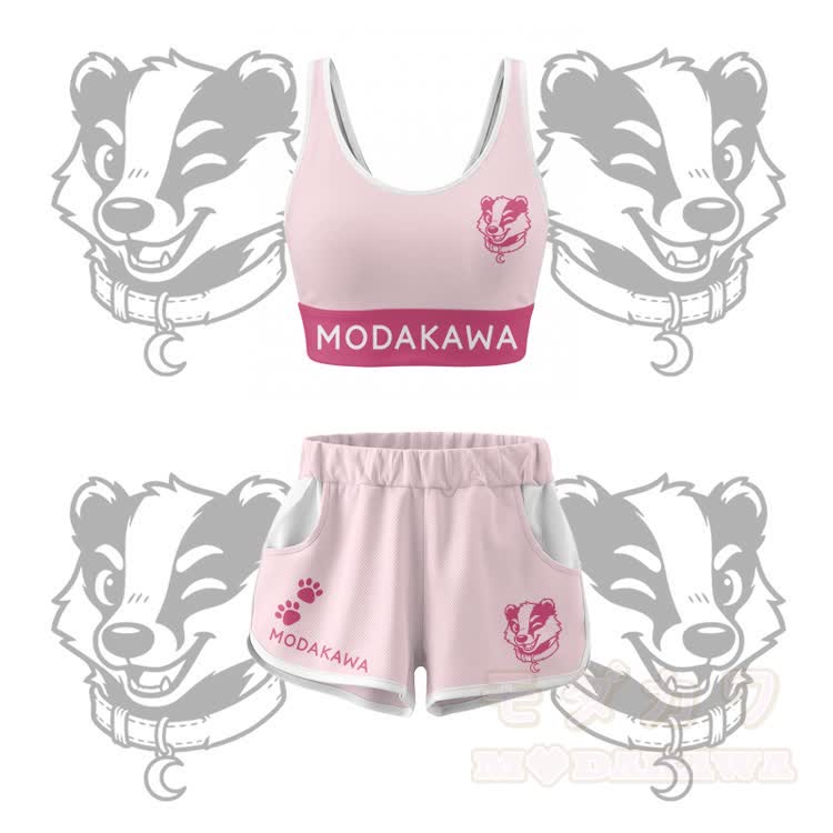 Wink Bear Graphic Crop Tank Sport Top Shorts Bikini Modakawa Matching Outfit - Rosa Set - 5XL - image 13