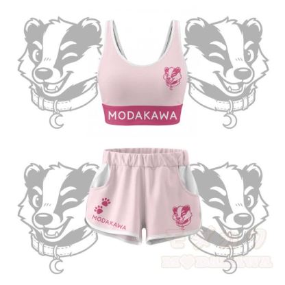 Wink Bear Graphic Crop Tank Sport Top Shorts Bikini Modakawa Matching Outfit - Rosa Set - 5XL - image 13