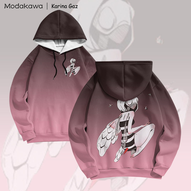 MODAKAWA X Karina Gaz Bee Lady Graphic Gradient Pullover Hoodie - Black - 6XL - image 2
