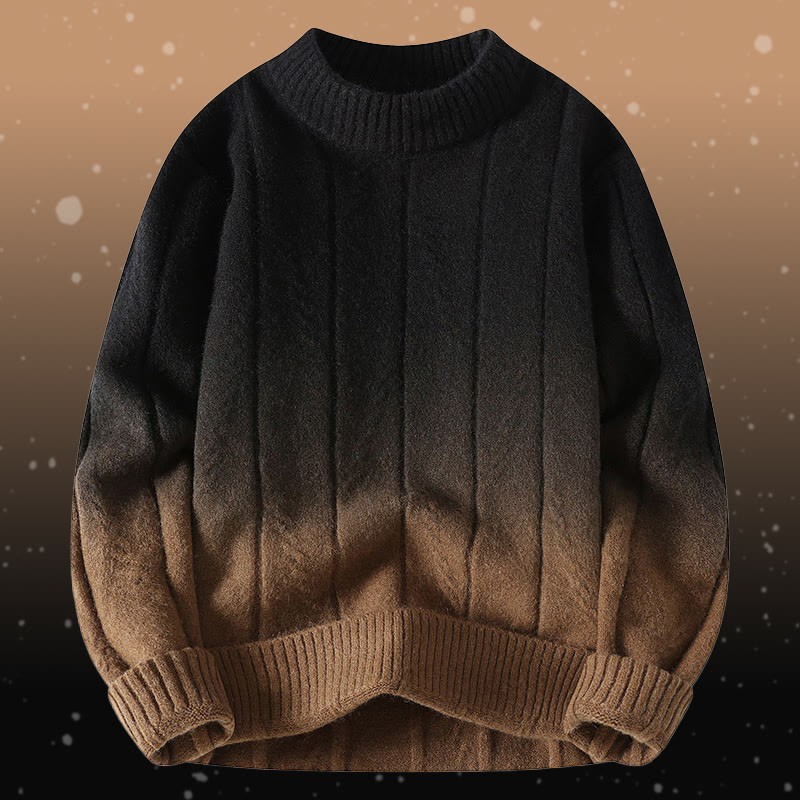 Zweiteiliger Strickpullover mit Farbverlauf und Taschen - Black Sweater - 4XL - image 7