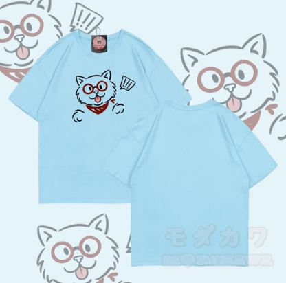 Modakawa T-Shirt aus 100 % Baumwolle mit überraschter Katze - Himmelblau - 5XL - image 7
