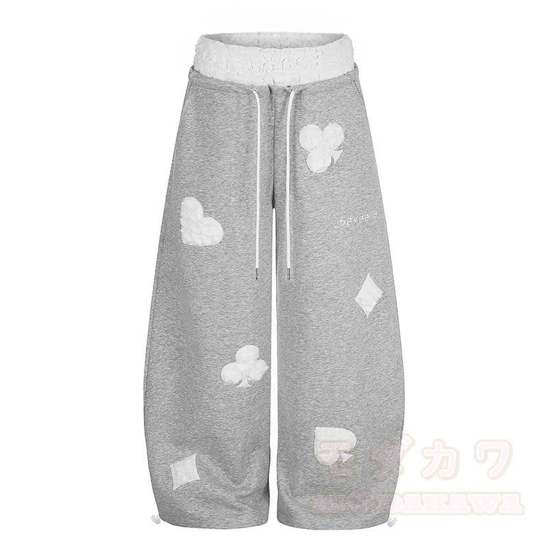 Hochwertiges, strapazierfähiges Set aus zweiteiligem Set: T-Shirt mit Polka-Dot-Stickerei und weit geschnittener Hose. - Graue Hose - XL - image 15