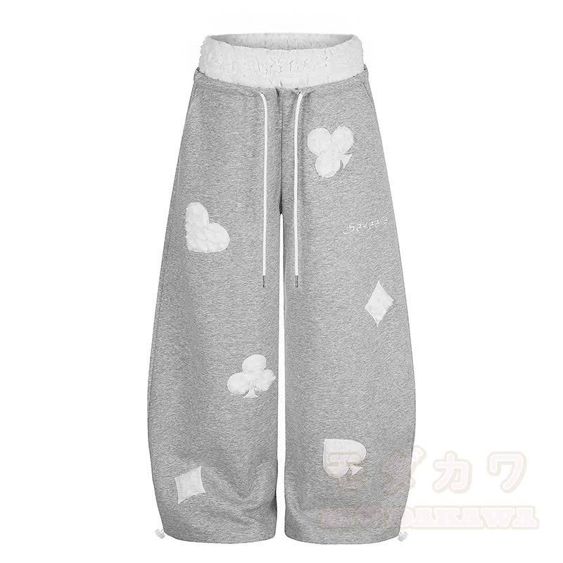 Hochwertiges, strapazierfähiges Set aus zweiteiligem Set: T-Shirt mit Polka-Dot-Stickerei und weit geschnittener Hose. - Graue Hose - XL - image 15