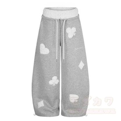 Hochwertiges, strapazierfähiges Set aus zweiteiligem Set: T-Shirt mit Polka-Dot-Stickerei und weit geschnittener Hose. - Graue Hose - XL - image 15