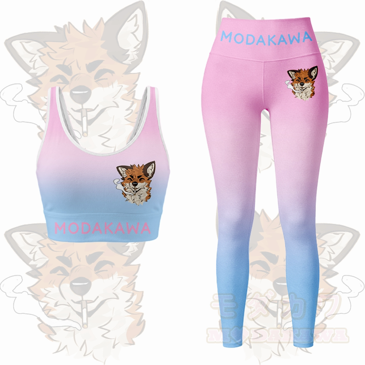 MODAKAWA X atka Smoking Fox Sport-BH-Top mit Farbverlauf und passender Leggings - Rosa Set - 5XL - image 13