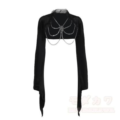 Gothic-Kleid aus dunklem Samt mit ausgestellten langen Ärmeln - Spitze - L - image 5
