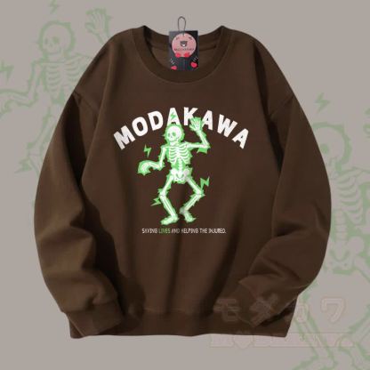 MODAKAWA Unisex-Sweatshirt mit elektrisiertem Totenkopf-Motiv - Braun - 5XL - image 6