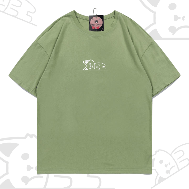 Modakawa-Baumwoll-T-Shirt mit gesticktem liegenden Fuchs - Light Green - 5XL - image 3