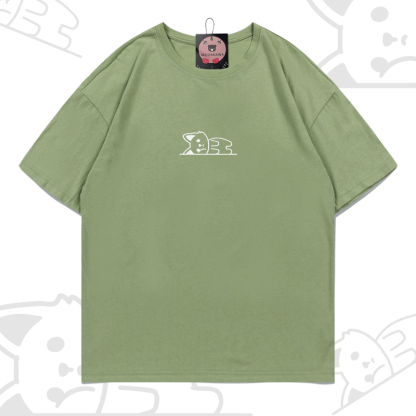 Modakawa-Baumwoll-T-Shirt mit gesticktem liegenden Fuchs - Light Green - 5XL - image 3