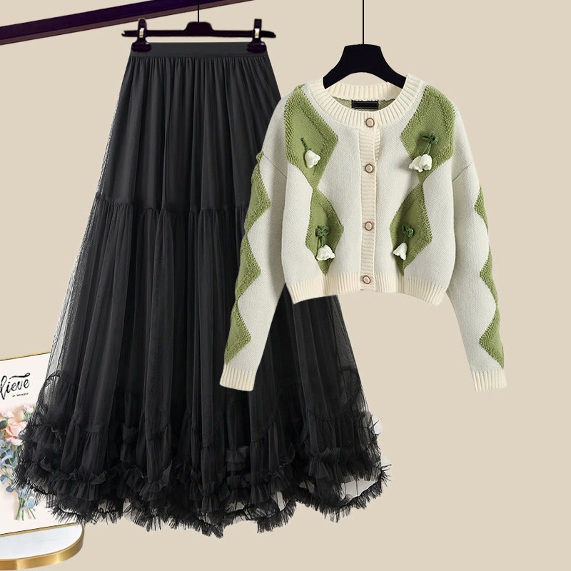 3D-Blumen-Cardigan, passender Tüllrock und Outfit - Set C - XL - image 3