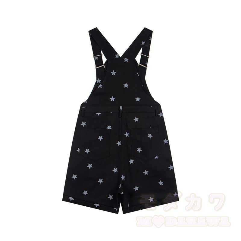 Kawaii-Katzen- und Sternenmuster-Jeans-Latzhose - image 4