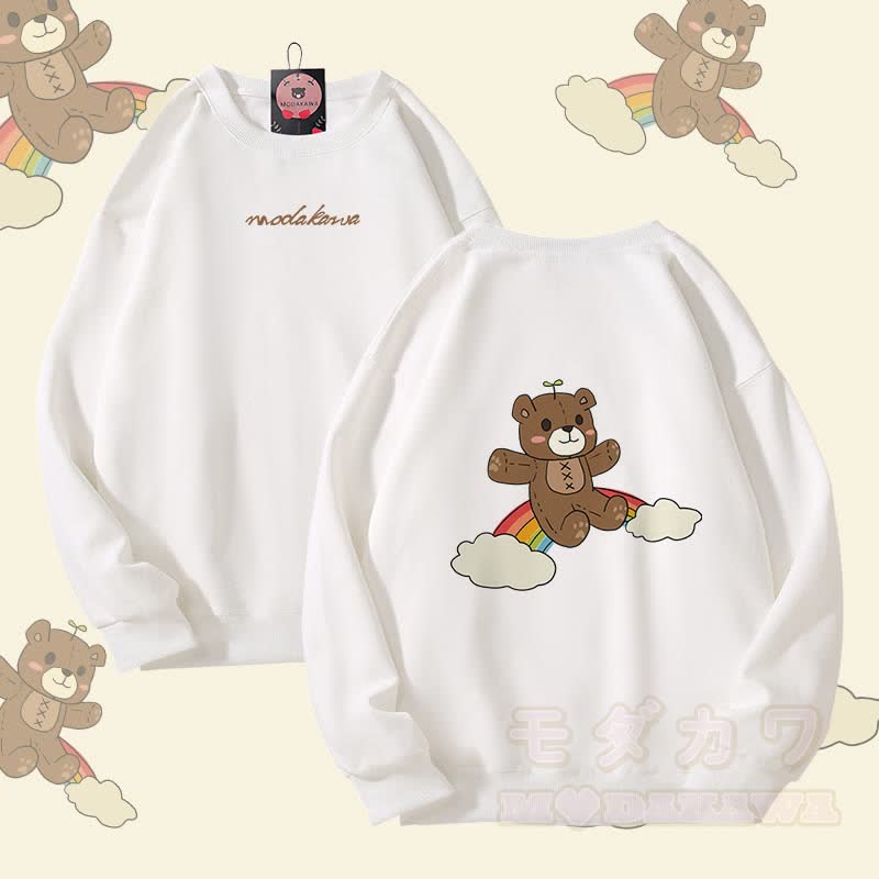 Modakawa Unisex-Sweatshirt mit Regenbogenbär-Motiv - Weiß - 5XL - image 3