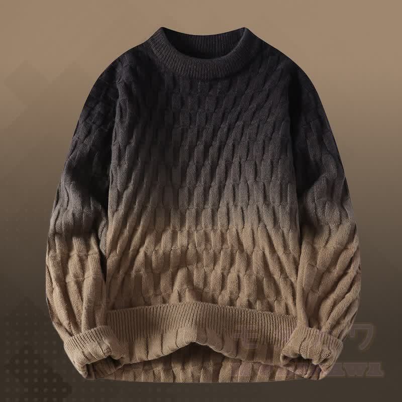 Zweiteiliger Pullover mit Farbverlauf und Cordhose - Brauner Pullover - 3XL - image 6