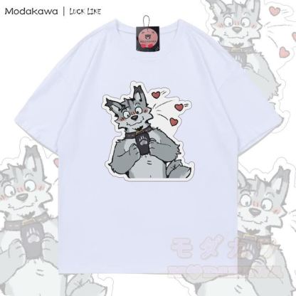 MODAKAWA X LUCK LIKE Niedliches Remy-Handy-Grafik-T-Shirt aus 100 % Baumwolle - Weiß - 5XL - image 3