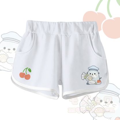 Modakawa Zweiteiler-Set: Niedliches T-Shirt mit Seehundmotiv aus 100 % Baumwolle, Shorts mit Farbverlauf - Weiße Shorts - 5XL - image 6