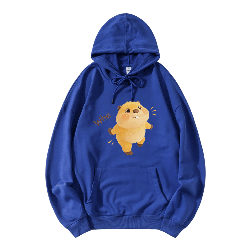 WHE Capybara Graphic Modakawa Loose Cotton-Blend Hoodie - Blue - 5XL - image 7