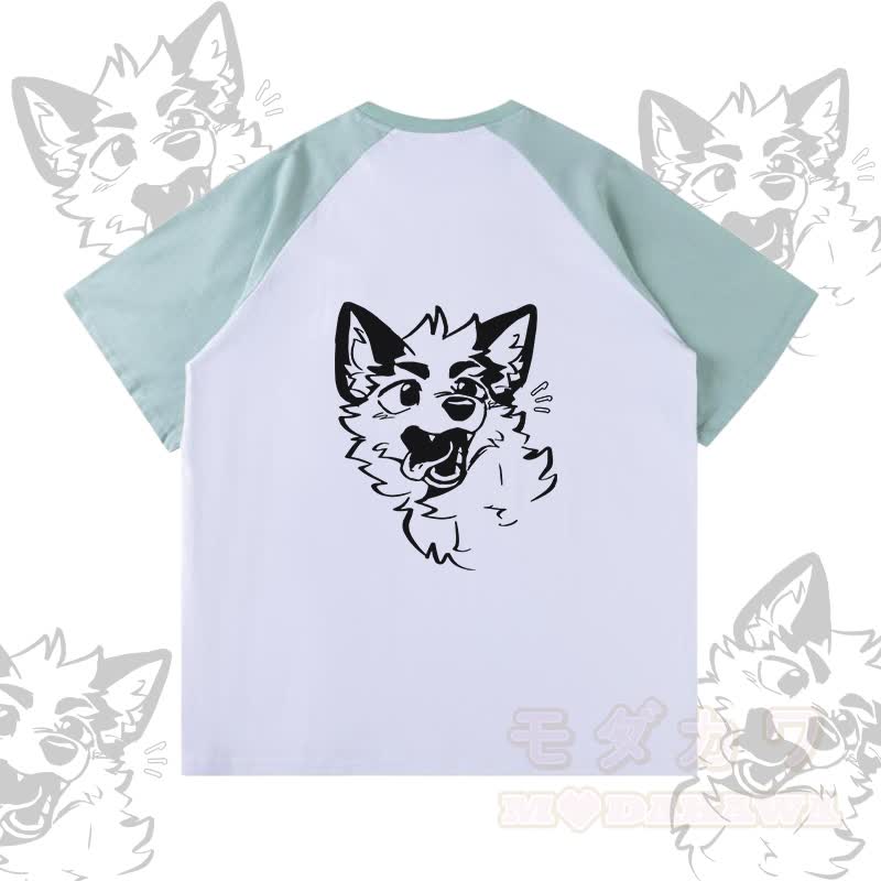 MODAKAWA X atka Fox Graphic Farben Block Pocket T-Shirt Shorts passendes Outfit - Weißes und grünes T-Shirt - XL - image 6
