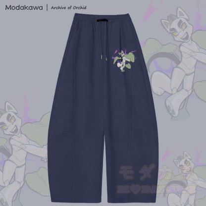 MODAKAWA X Archive of Orchid Mecha Cat Graphic Wide Leg Pants - Purpurblau - 5XL - image 5